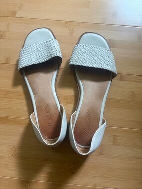 Madewell White Woven Slide Sandals